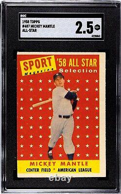 1958 Topps #487 Mickey Mantle All-star Sgc 2.5 4228863