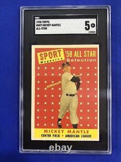 1958 Topps All Star Mickey Mantle #487 New York Yankees All-Star HOF SGC 5 EX