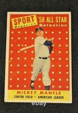 1958 Topps All-Star Mickey Mantle Baseball Card #487 Not Graded