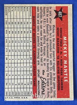 1958 Topps All-Star Mickey Mantle Baseball Card #487 (j23) EX