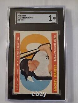 1960 topps 563 Mickey Mantle All Star SGC 1 great eye appeal