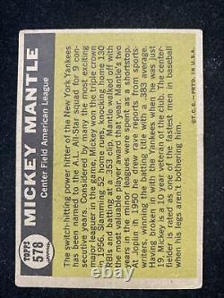 1961 Topps Sporting News All-Star Mickey Mantle New York Yankees #578 Nice Card