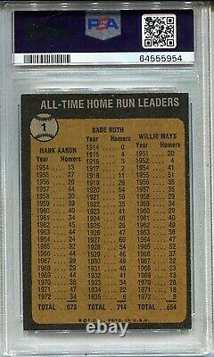 1973 Topps #1 Babe Ruth/Hank Aaron/Willie Mays PSA 8 NM-MT All Time HR Leaders