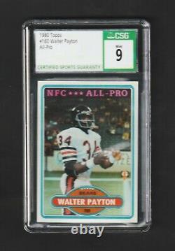 1980 Topps Walter Payton #160 All-Pro Chicago Bears HOF Graded CSG 9 MINT