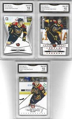2014/15 ITG CONNOR McDAVID SILVER RC SET 3 CARDS ALL #d/500 GRADED 10 MINT