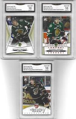 2014/15 ITG MITCH MARNER GOLD PARALLEL RC SET 3 CARDS ALL #d/100 GRADED 10 MINT