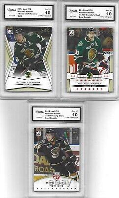 2014/15 ITG MITCH MARNER GOLD PARALLEL RC SET 3 CARDS ALL #d/100 GRADED 10 MINT
