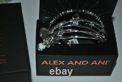 Alex & Ani Shiny Silver All That Glitters Bracelet Set of 5 NWT/card/BOX winter