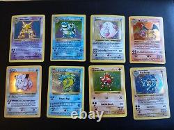 Base set shadowless set complete. All 102 cards. Charizard vg condition