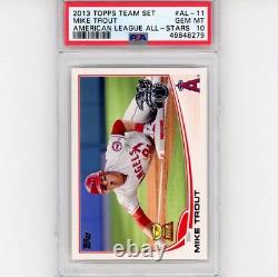 Graded 2013 Topps Team Set MIKE TROUT #AL-11 All-Stars Rookie RC Card PSA 10