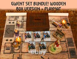 Gwent Set 489 Cards All 5 Decks, PREMIUM Quality Wooden Box & Playmat