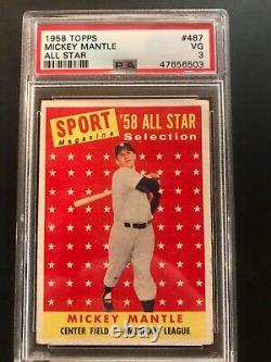 Mickey Mantle 1958 Topps Sport Magazine'58 All Star Selection #487