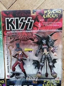 SET OF 4 KISS PSYCHO CIRCUS FIGURES, McFARLANE TOYS 1998, ALL MINT ON CARD